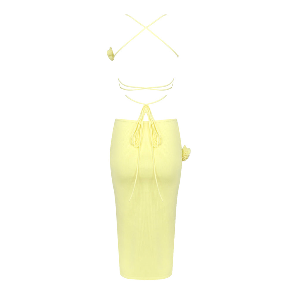 ASOYU YELLOW MIDI DRESS