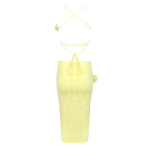 ASOYU YELLOW MIDI DRESS