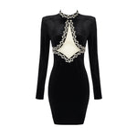 Load image into Gallery viewer, EBIA BLACK VELVET MINI DRESS
