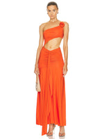 Load image into Gallery viewer, DALANG ORANGE LONG DRESS
