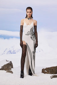 EIVO WHITE LONG DRESS WITH GLOVES