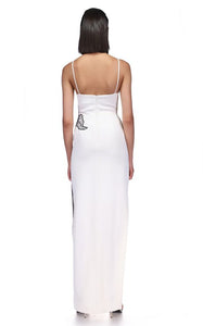 EIVO WHITE LONG DRESS WITH GLOVES