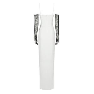 EIVO WHITE LONG DRESS WITH GLOVES