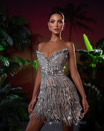 Load image into Gallery viewer, ROJESIC SILVER MINI DRESS
