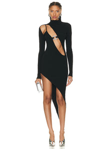 UNOK BLACK BANDAGE MIDI DRESS