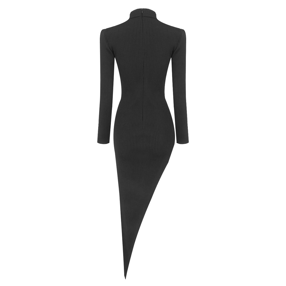 UNOK BLACK BANDAGE MIDI DRESS