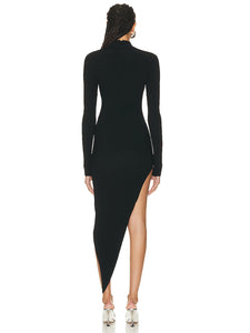 UNOK BLACK BANDAGE MIDI DRESS