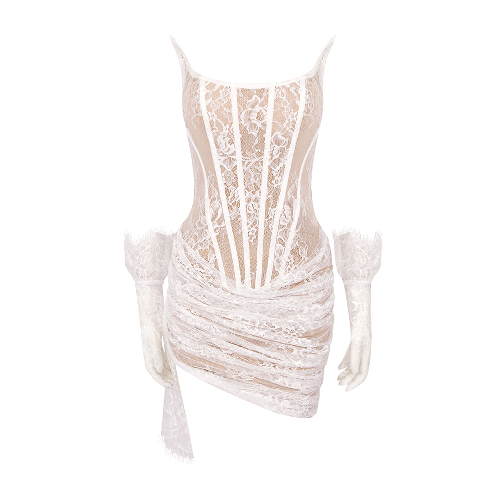 MARIE WHITE LACE MINI DRESS