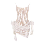 Cargar imagen en el visor de la galería, MARIE WHITE LACE MINI DRESS
