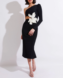 MAJEO BLACK MIDI DRESS