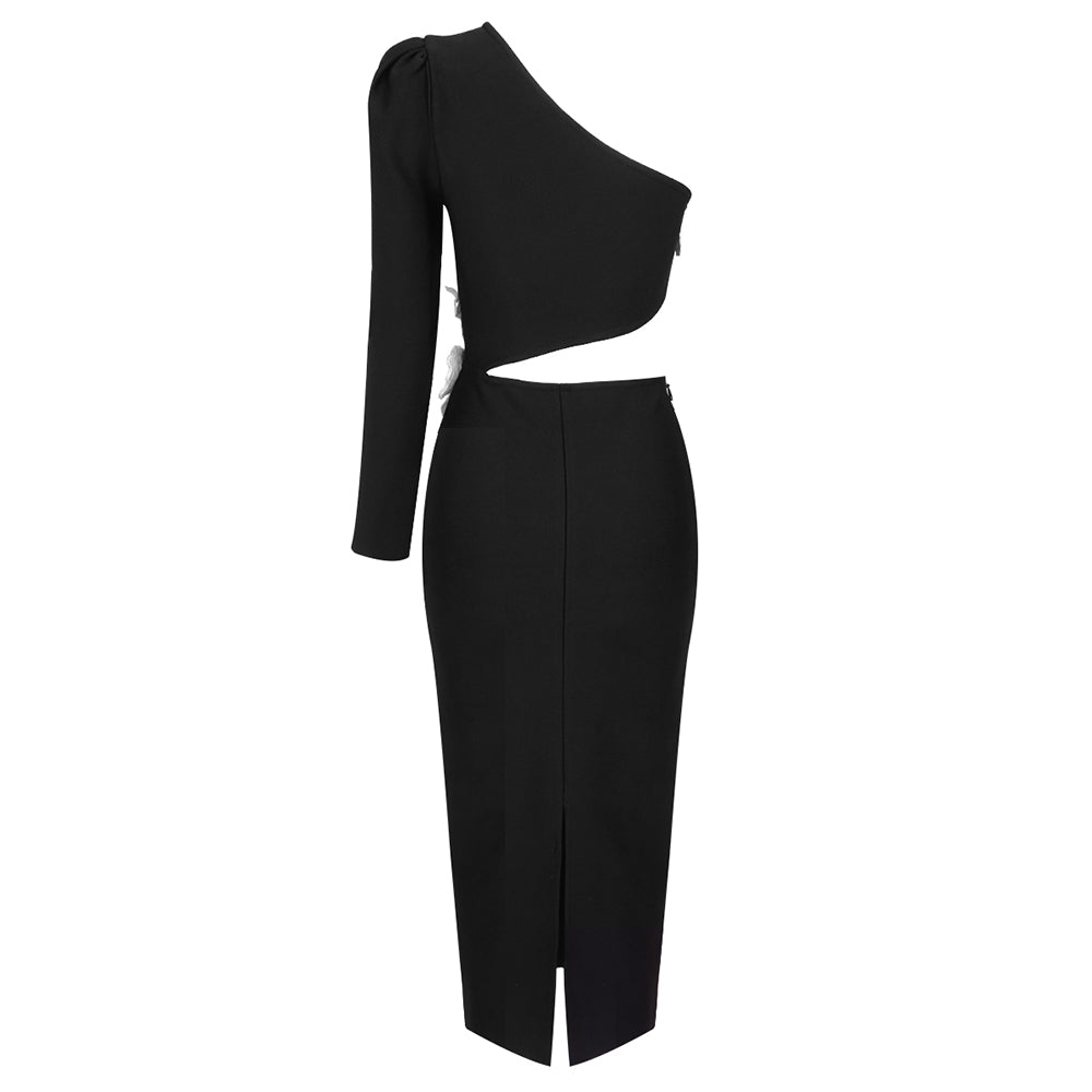 MAJEO BLACK MIDI DRESS