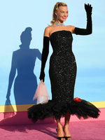 Load image into Gallery viewer, KENIEE BLACK LONG DRESS WITH GLOVES
