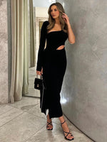 Load image into Gallery viewer, LAMI BLACK LONG DRESS
