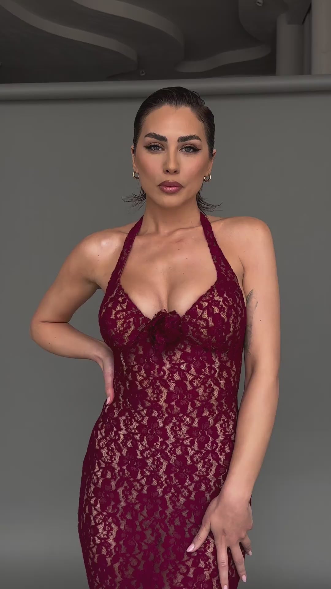 CAMMLIA BURGUNDY MERMAID MAXI DRESS