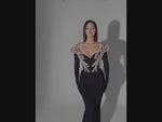 Load and play video in Gallery viewer, UTIMI BLACK VELVET MAXI DRESS WITH GLOVES
