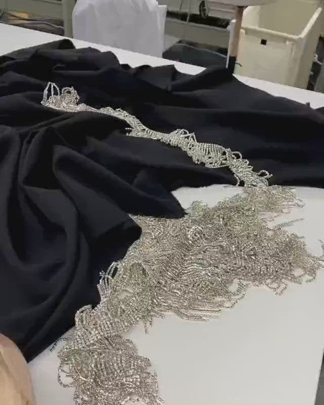 LUCIA DIAMOND CRYSTAL BLACK MAXI DRESS