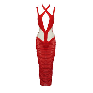 RIGA RED MIDI DRESS