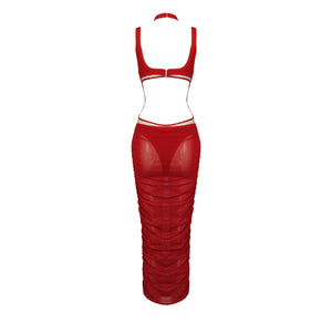 RIGA RED MIDI DRESS