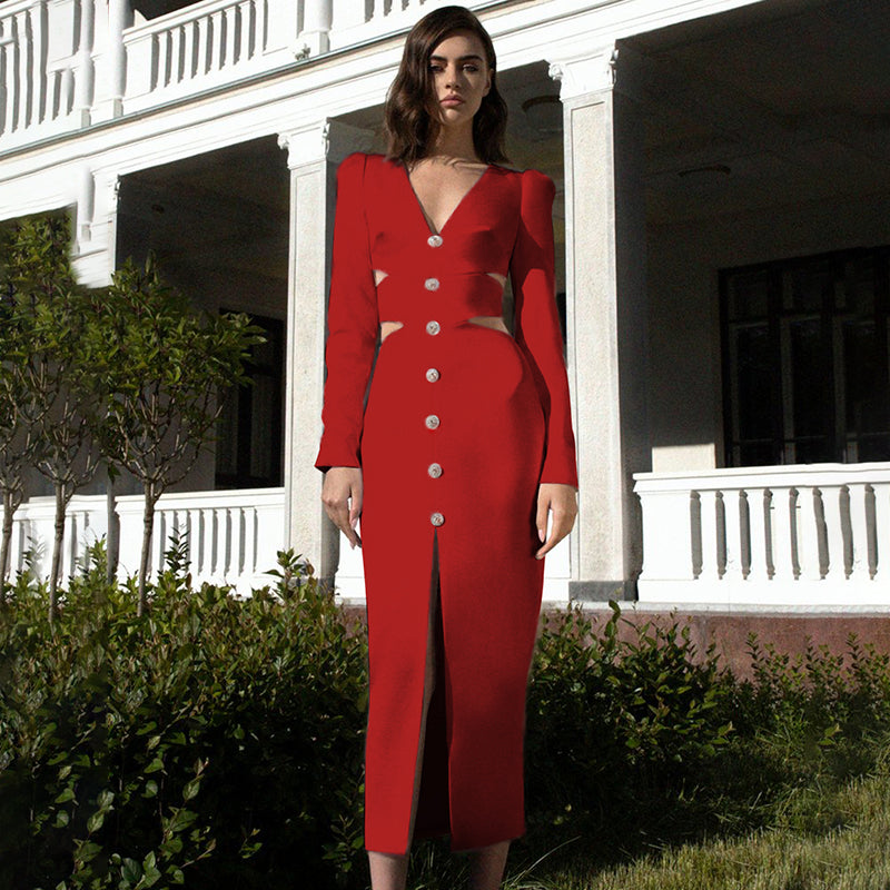 CASSIDY RED MAXI DRESS