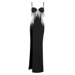 Load image into Gallery viewer, LUCIA DIAMOND CRYSTAL BLACK MAXI DRESS
