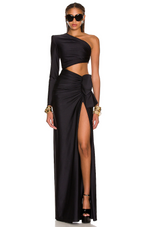 Load image into Gallery viewer, LEESOZ BLACK LONG DRESS
